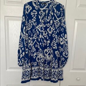 Zara Navy and White Bohemian Dress